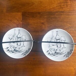 Set of 12 Appetizer Wine & Cheese Plates Stoneware